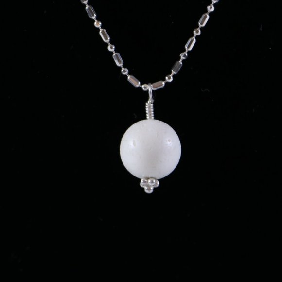 White Jade Sterling Silver Necklace - Picture 3 of 7